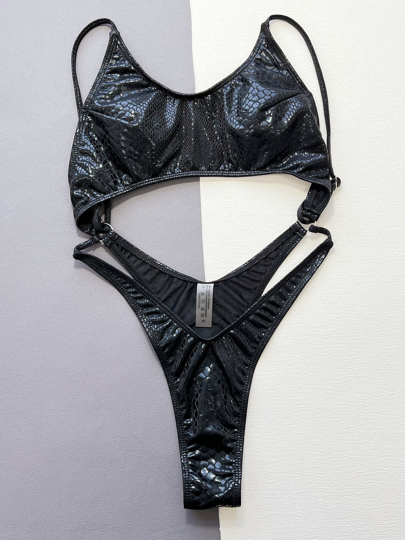 ZASUWA Female Snake Print Faux Leather Backless One Piece
