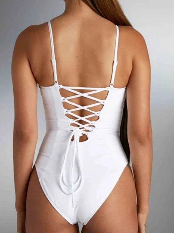ZASUWA Female Back Lace-up Plus Size One Piece