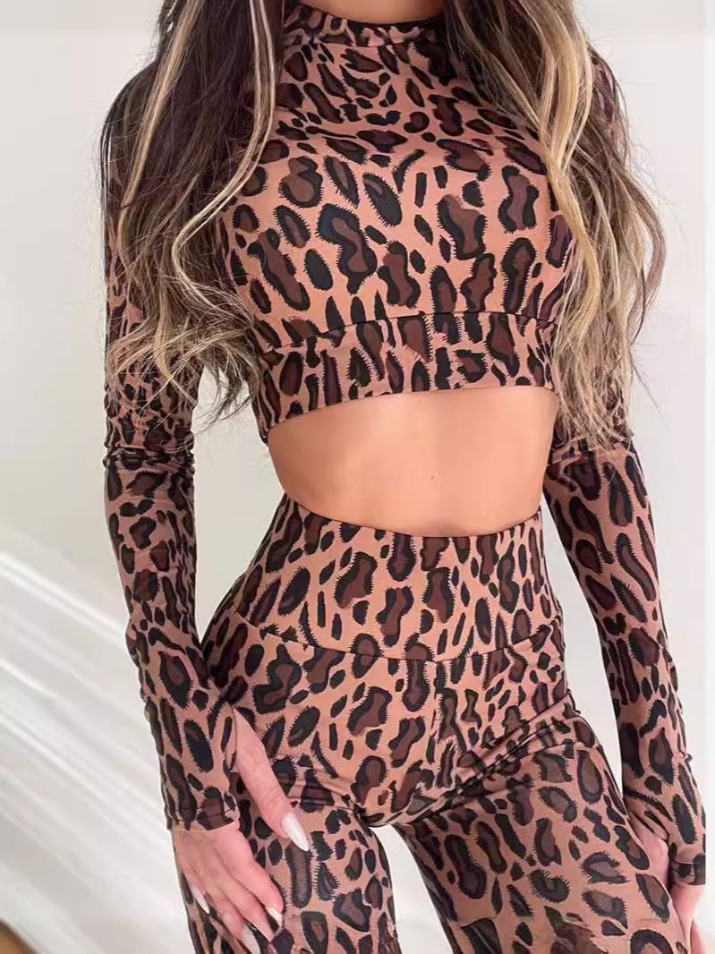 ZASUWA Female Sexy Leopard Print Tracksuit