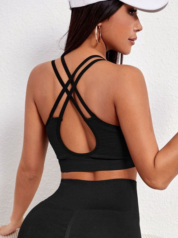 ZASUWA Female Deep V Collar Cross Back Seamless Sports Bras
