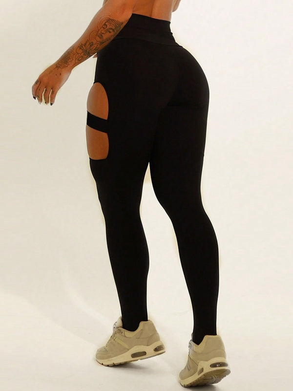 ZASUWA Female Cutout Stretch Sports Leggings