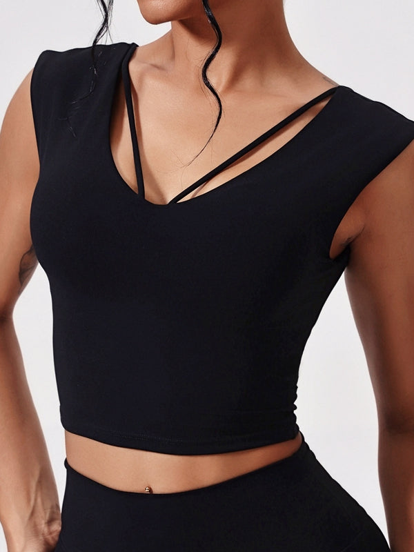 ZASUWA Female Solid Color Yoga Short Sleeves