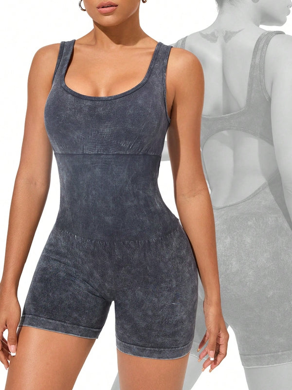 ZASUWA Female Denim Cutout Scrunch Bum Romper