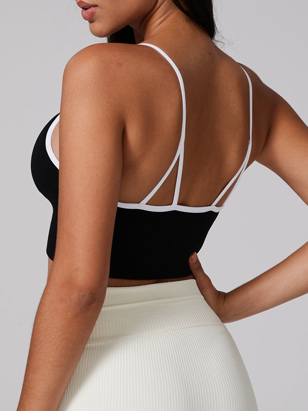 ZASUWA Female Contrast Color Zipper Sports Bras