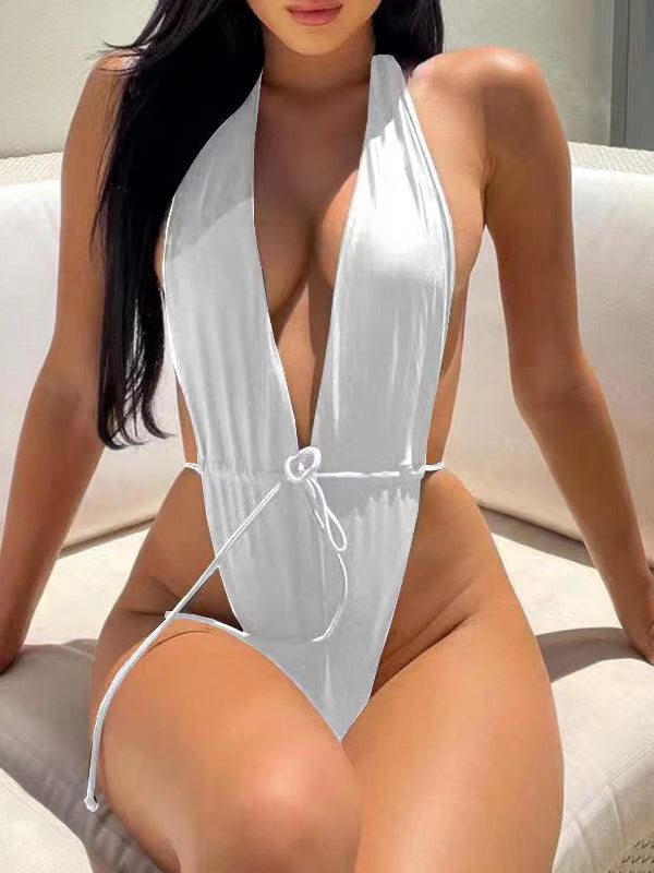 ZASUWA Female Sexy Deep V Collar Backless One Piece