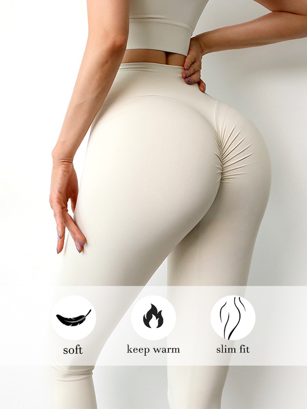 ZASUWA Female High-waisted Hair-grinding Nude Yoga Leggings