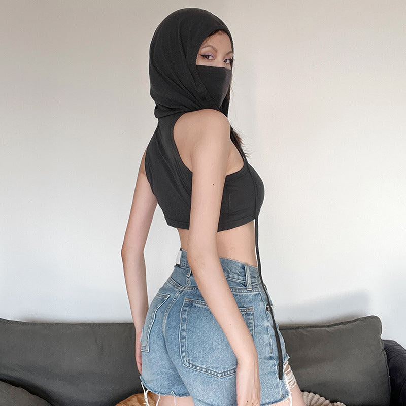 ZASUWA Female Solid Color Hooded Fashion Tanks