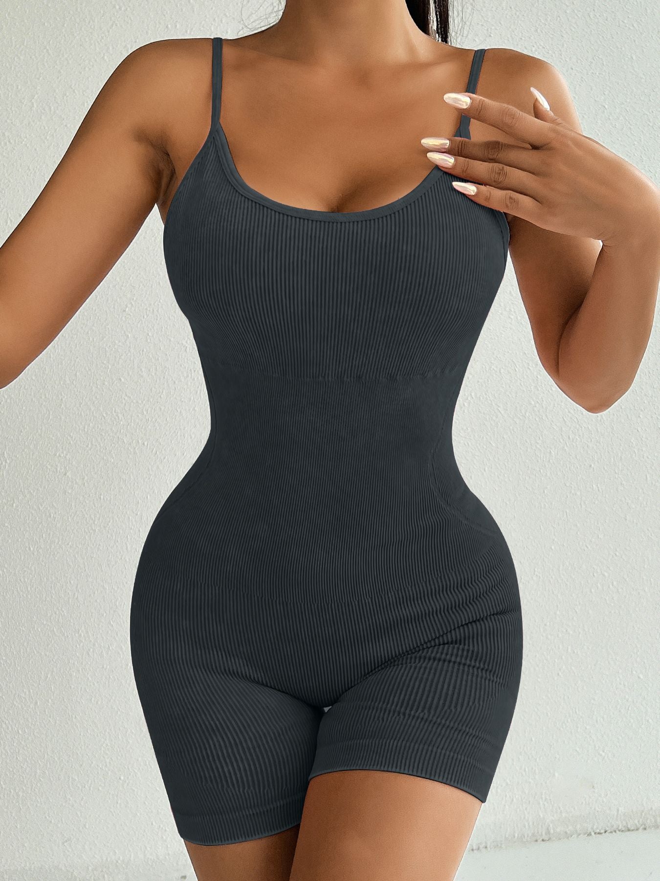 ZASUWA Female Denim Ribbed Romper