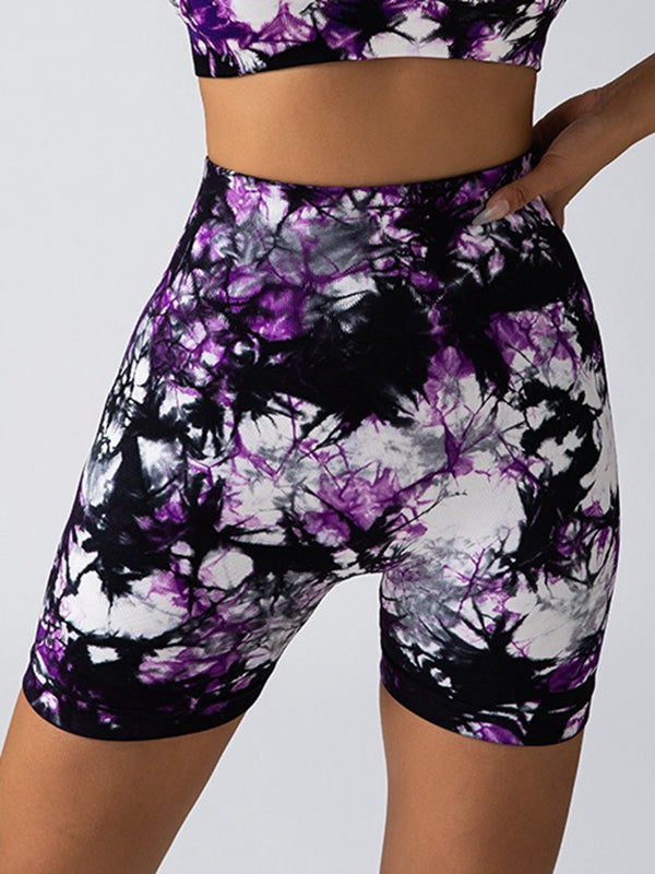 ZASUWA Female Deep V Back Hot Tie-dye Scrunch Bum Leggings