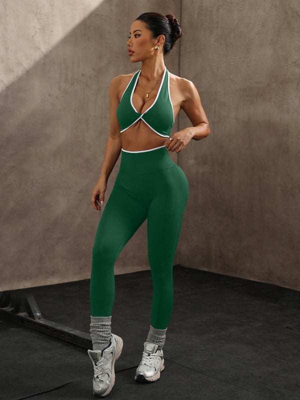 ZASUWA Female Contrast Color Fitness Set Scrunch Bum Sportswear