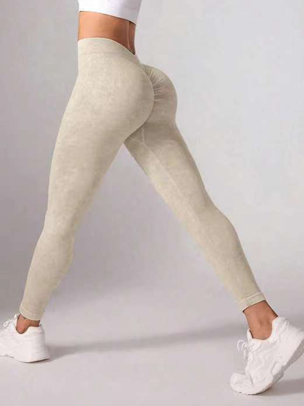 ZASUWA Female Denim Deep V Back Scrunch Bum Leggings