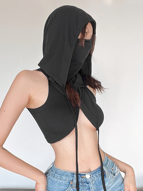 ZASUWA Female Solid Color Hooded Fashion Tanks