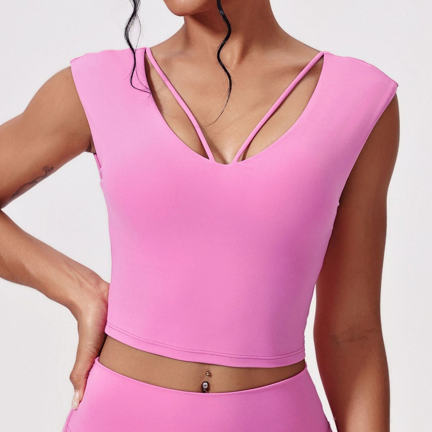 ZASUWA Female Solid Color Yoga Short Sleeves