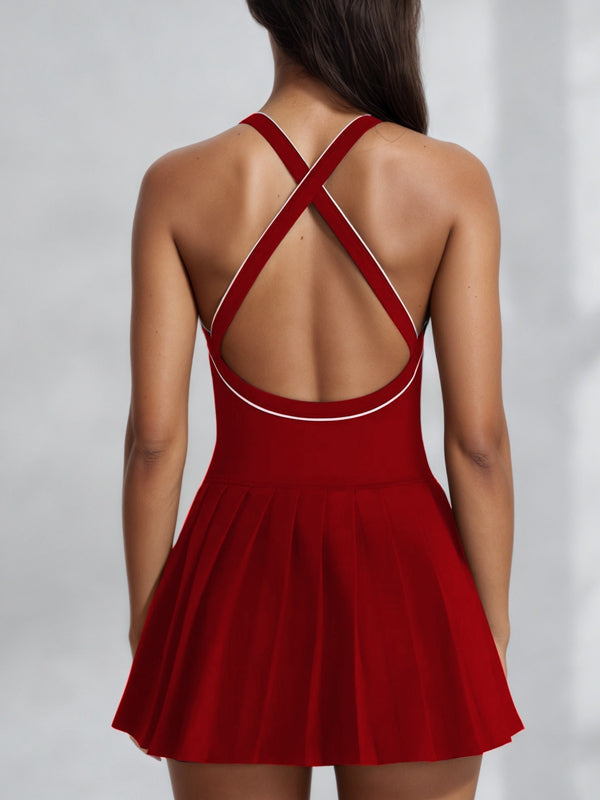 ZASUWA Female Deep V Cross Strap Short Dress