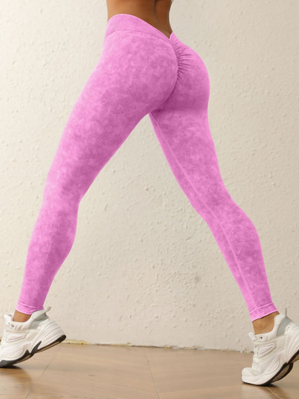ZASUWA Female Denim Deep V Back Scrunch Bum Leggings