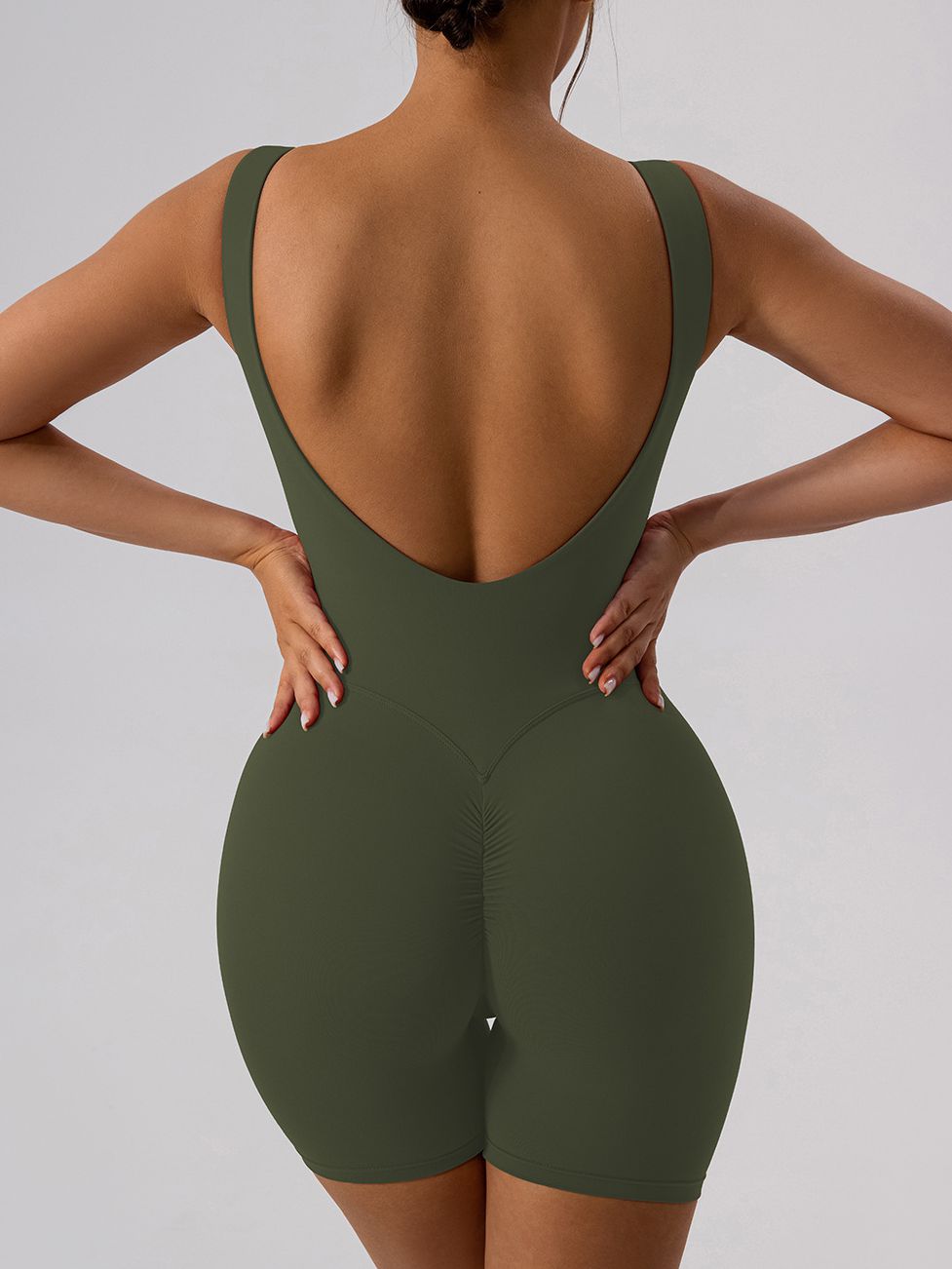 ZASUWA Female Hollow Out U Back High-Support Scrunch Bum Romper