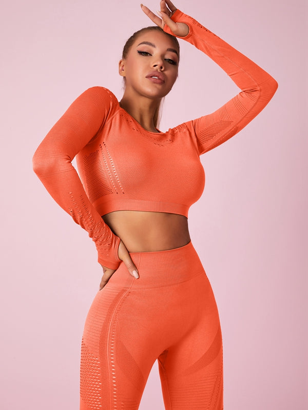 ZASUWA Female Knit Seamless Net Solid Color High-waist Tracksuit