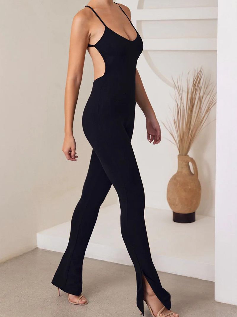 ZASUWA Female Stitching Split Beauty Back Jumpsuit