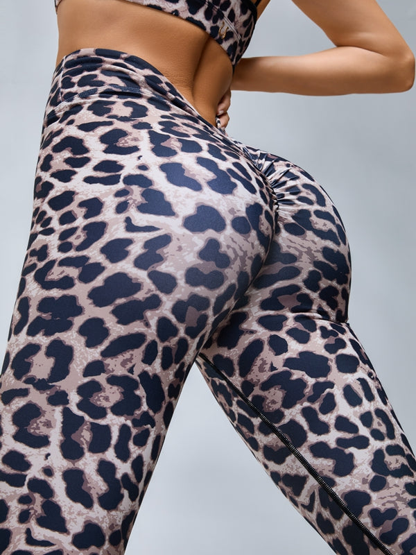 ZASUWA Female Leopard Print Mesh Cross Back Sports Bras