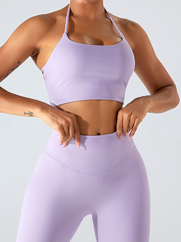 ZASUWA Female Solid Color Backless Cross Back Sports Bras