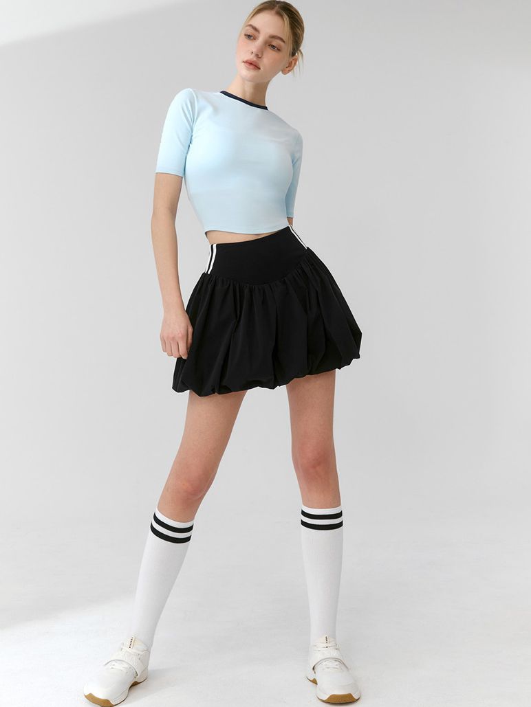 ZASUWA Female Stripe Fluffy Tennis Skirts Suit