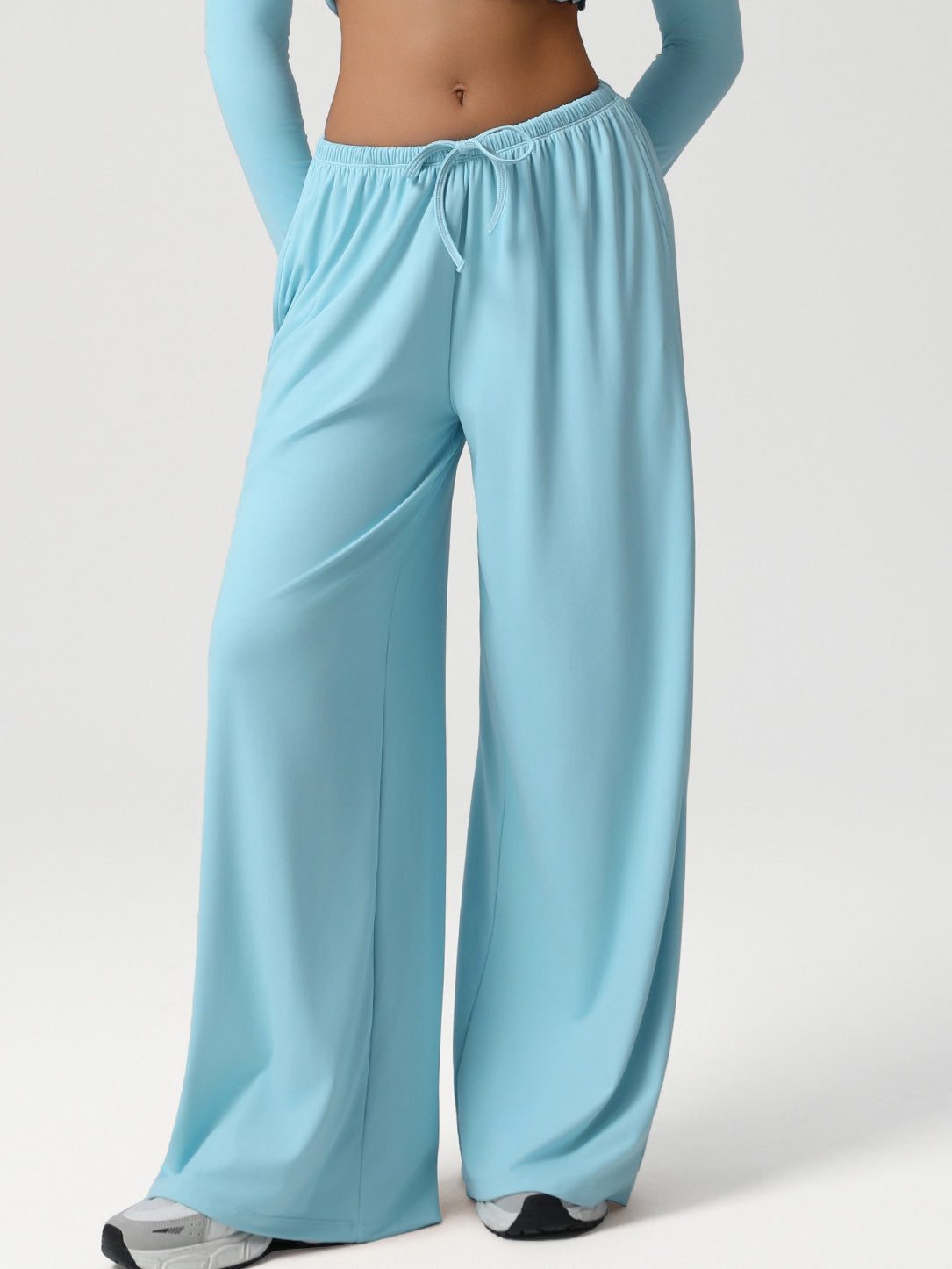 ZASUWA Female Drawstring Pocket Solid Color Casual Pants