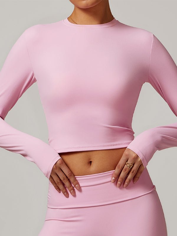 ZASUWA Female Solid Color Quick Dry Elastic Tight Long Sleeves