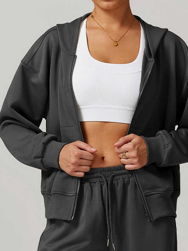 ZASUWA Female Pocket Zipper Casual Hoodie