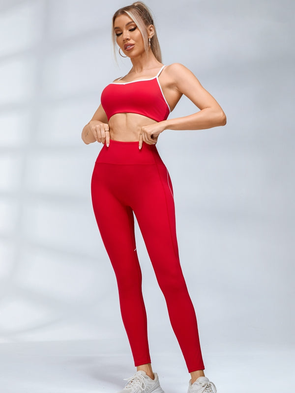 ZASUWA Female Contrast Color Cross Back Sports Bras
