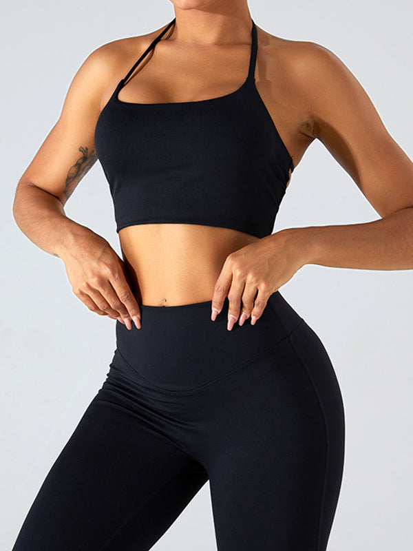 ZASUWA Female Solid Color Backless Cross Back Sports Bras