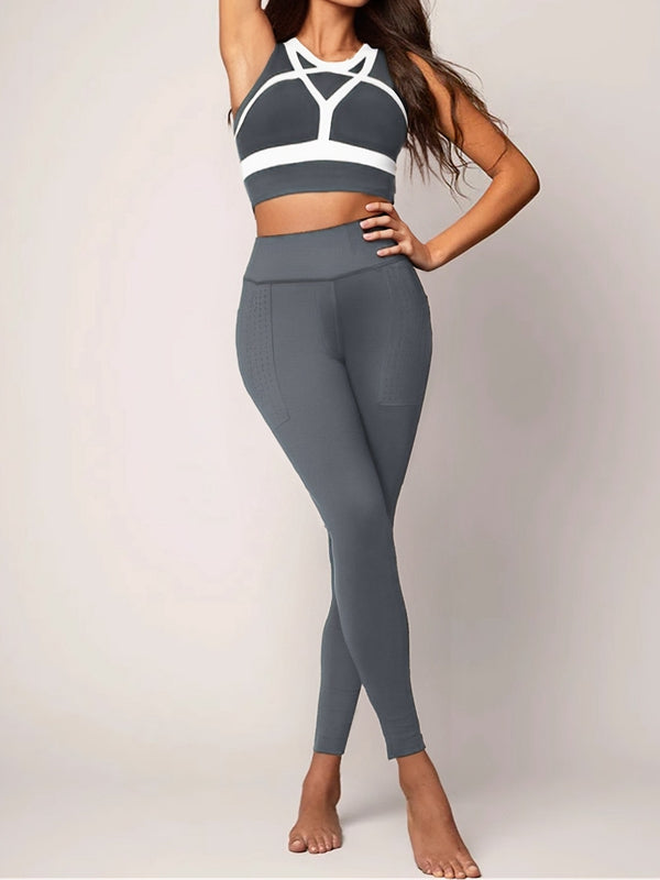 ZASUWA Female Contrast Color High-support  Yoga Sportswear