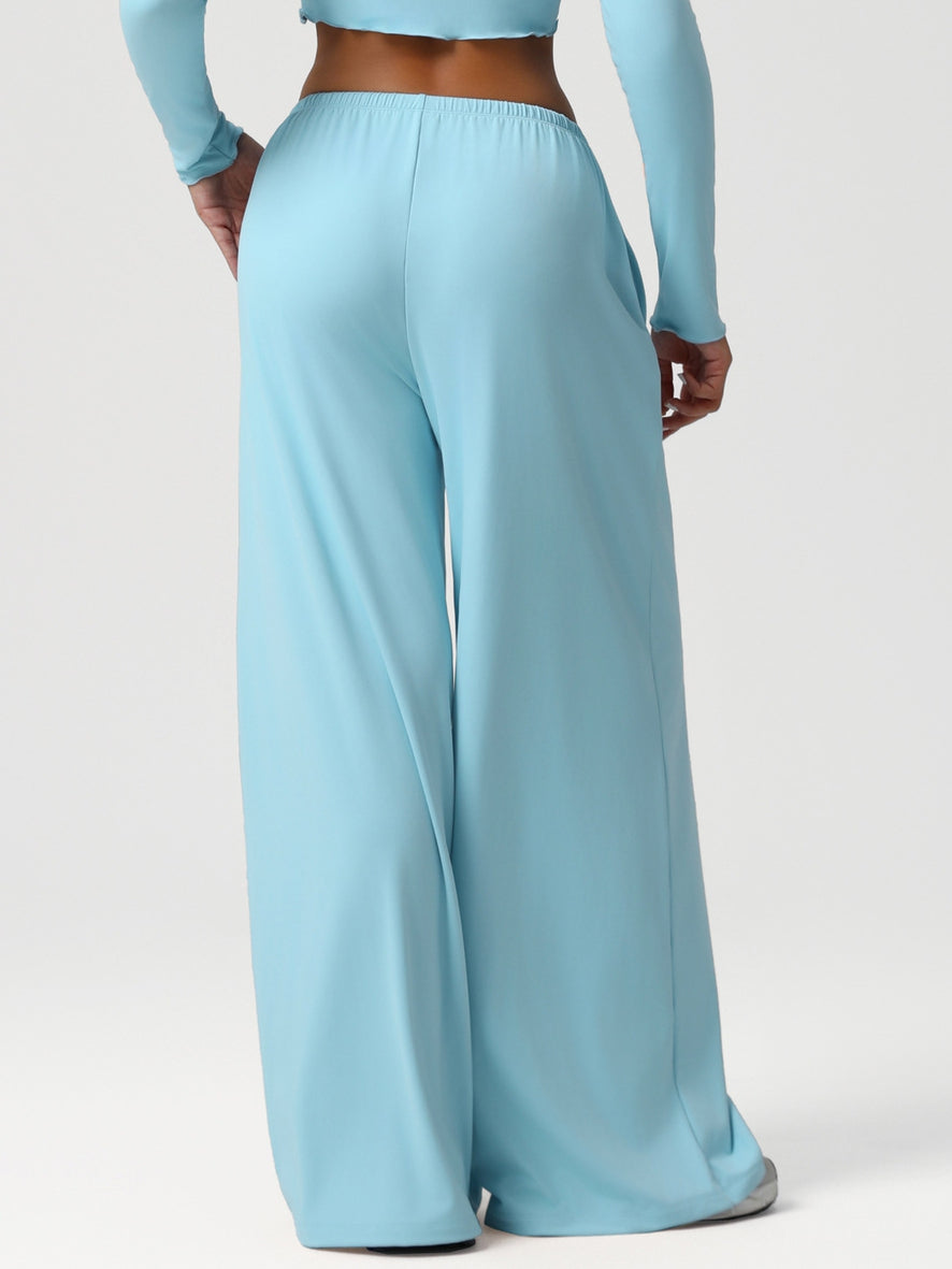 ZASUWA Female Drawstring Pocket Solid Color Casual Pants