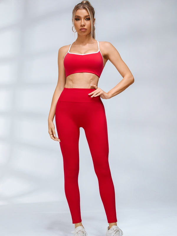 ZASUWA Female Contrast Color Cross Back Sports Bras