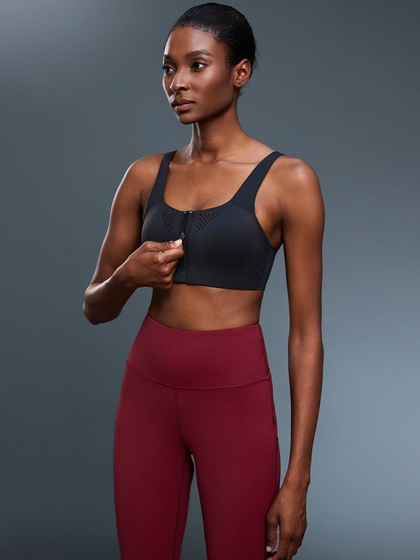 ZASUWA Female Zipper Cross Back Backless Sports Bras