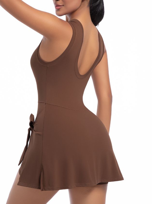 ZASUWA Female Solid Color 2 in 1 Design Quick-dry Dress