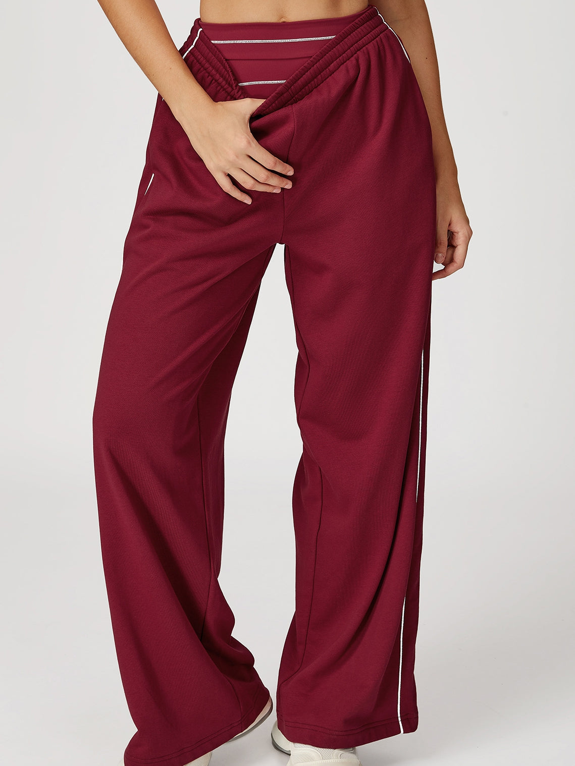ZASUWA Female Casual Loose Contrast Color Stripe High-rise Pants