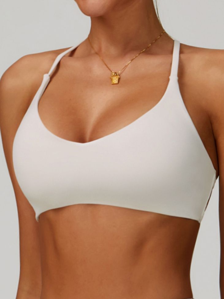 ZASUWA Female Cross Back V-neck with Chest Pads Quick Dry Push Up Design Short Tracksuit
