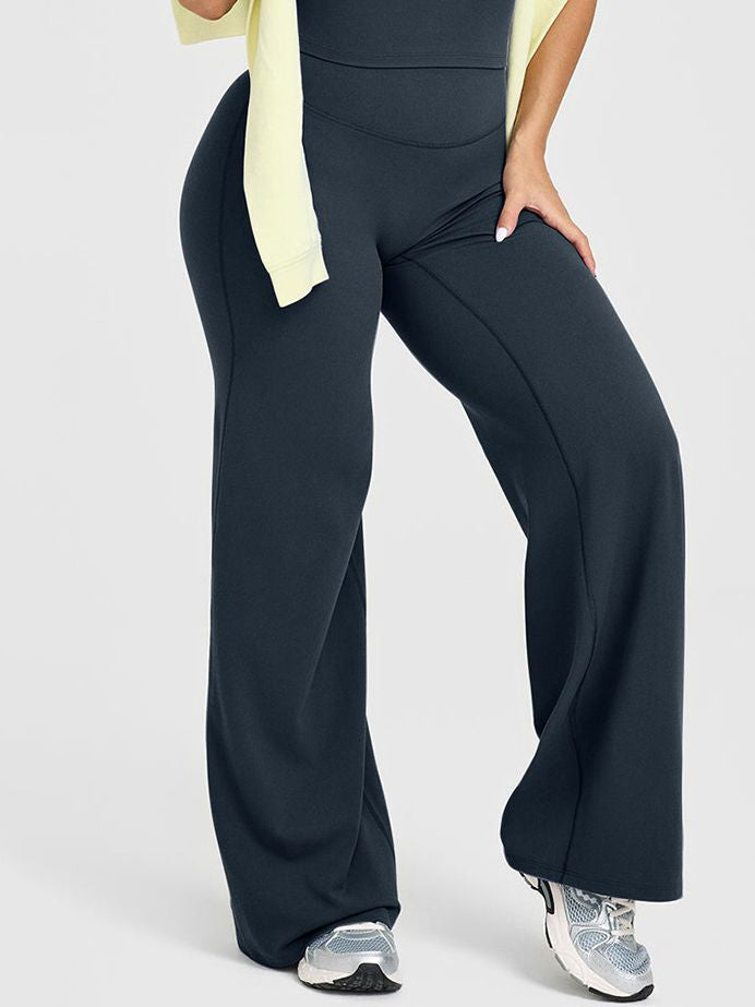 ZASUWA Female Solid Color Casual Loose Flare High-rise Leggings
