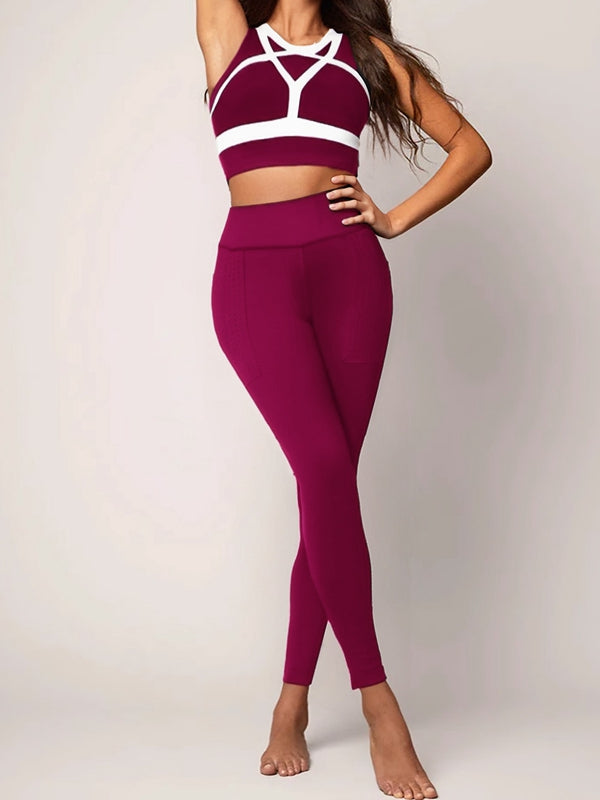 ZASUWA Female Contrast Color High-support  Yoga Sportswear