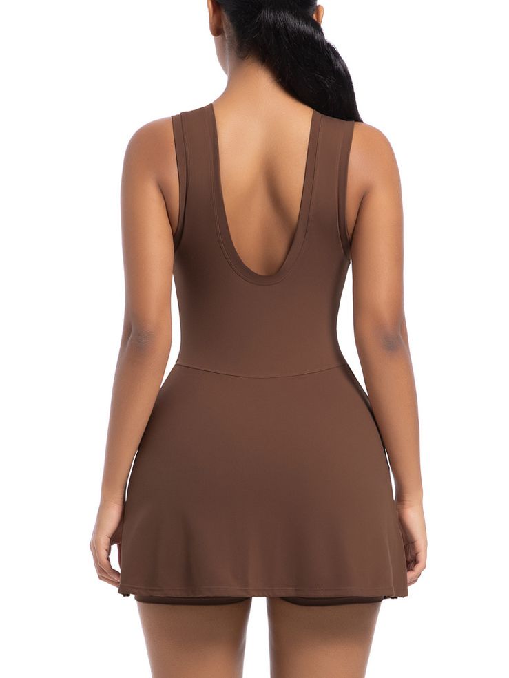 ZASUWA Female Solid Color 2 in 1 Design Quick-dry Dress