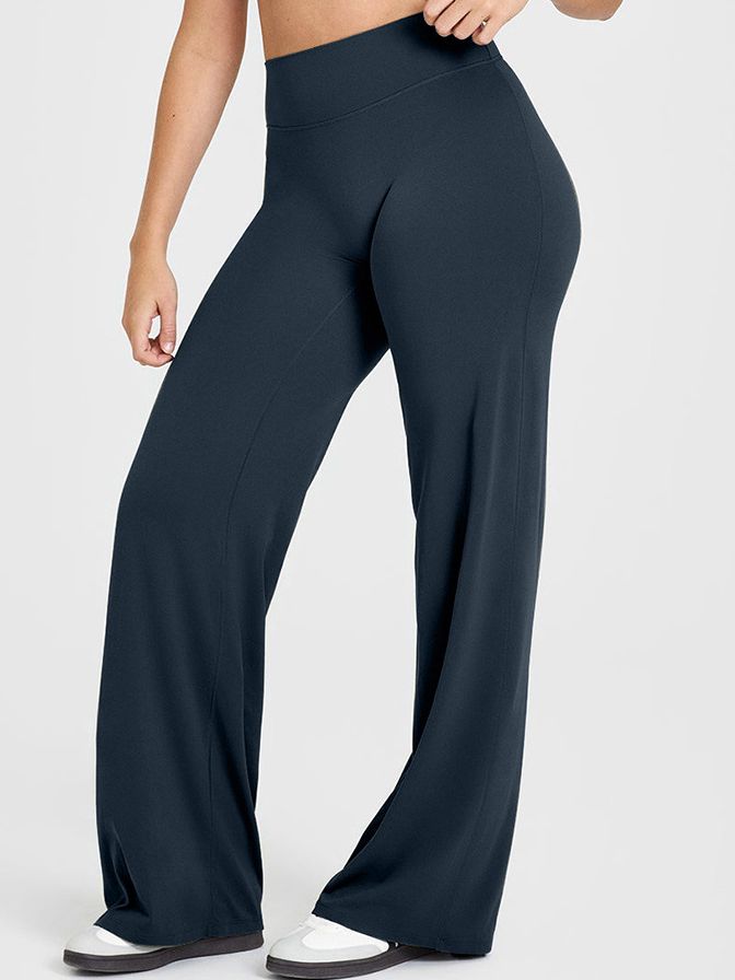ZASUWA Female Solid Color Casual Loose Flare High-rise Leggings