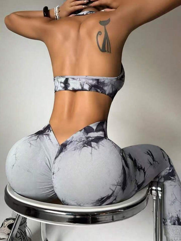 ZASUWA Female Tie-Dye Printed Fitness Set Tracksuit