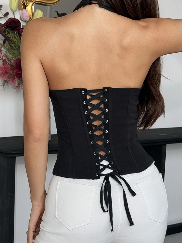 ZASUWA Female Deep V Zipper Fashion Tanks