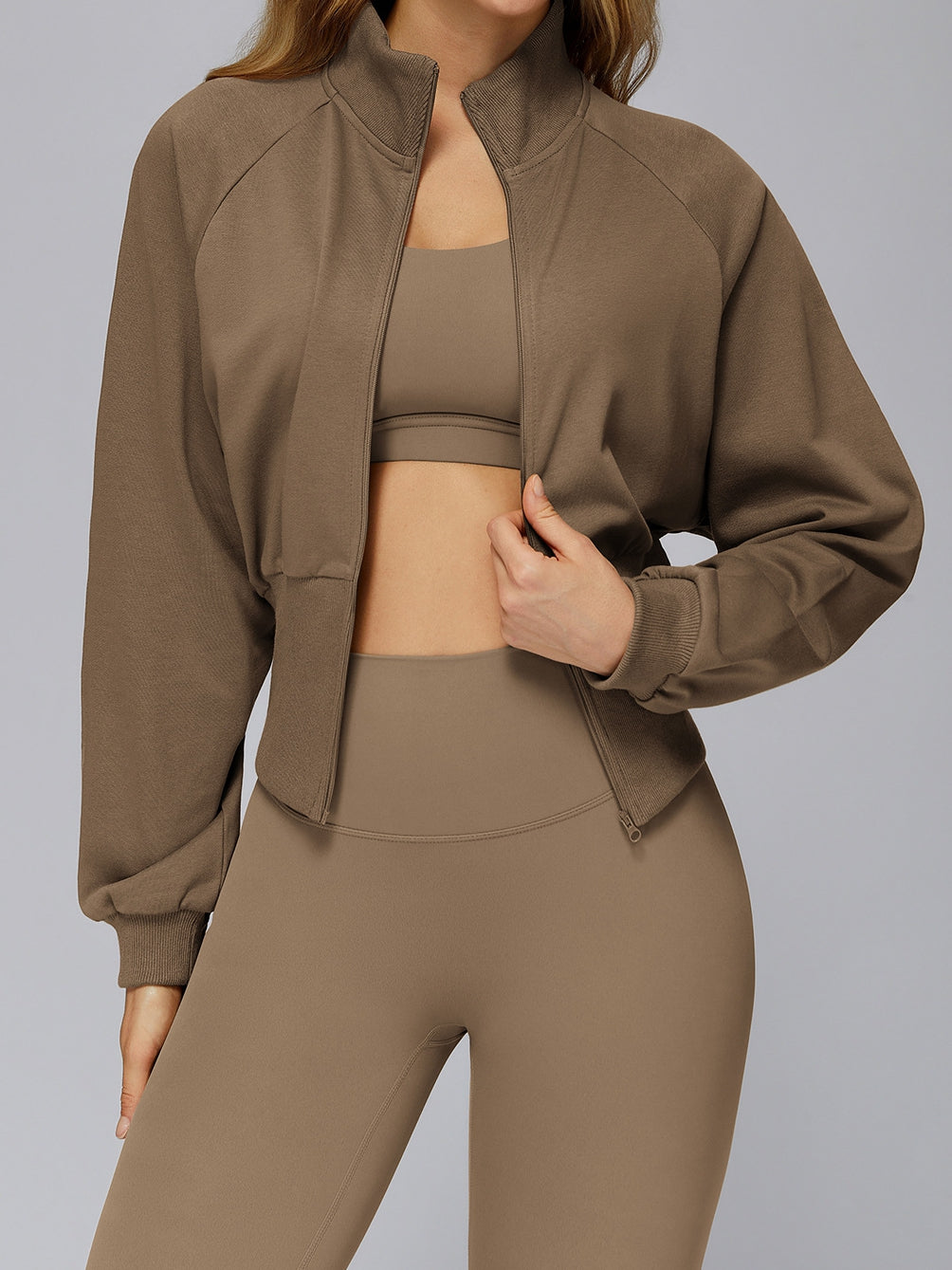ZASUWA Female Zipper Stand Up Collar Windproof Jacket