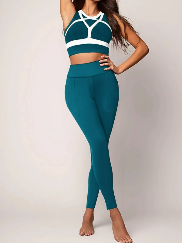 ZASUWA Female Contrast Color High-support  Yoga Sportswear