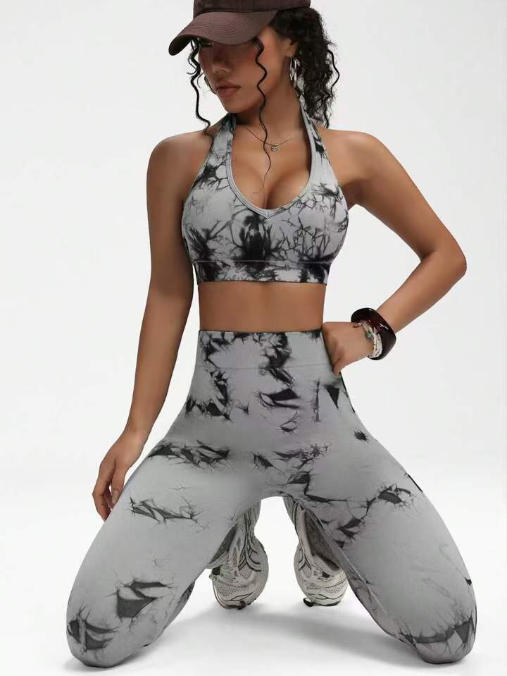 ZASUWA Female Tie-Dye Printed Fitness Set Tracksuit
