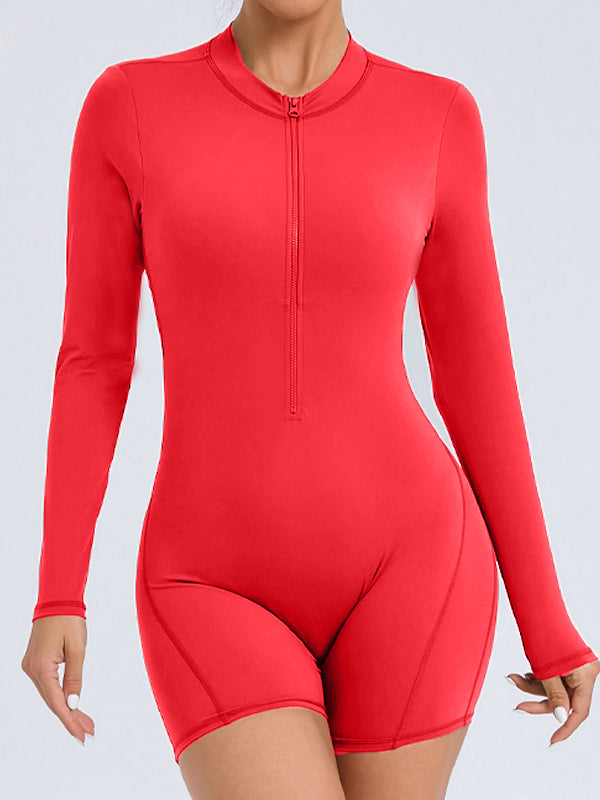 ZASUWA Female Zipper Backless Scrunch Bum With Pads Romper
