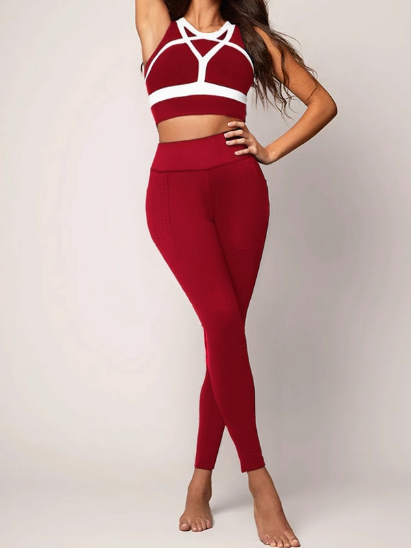 ZASUWA Female Contrast Color High-support  Yoga Sportswear