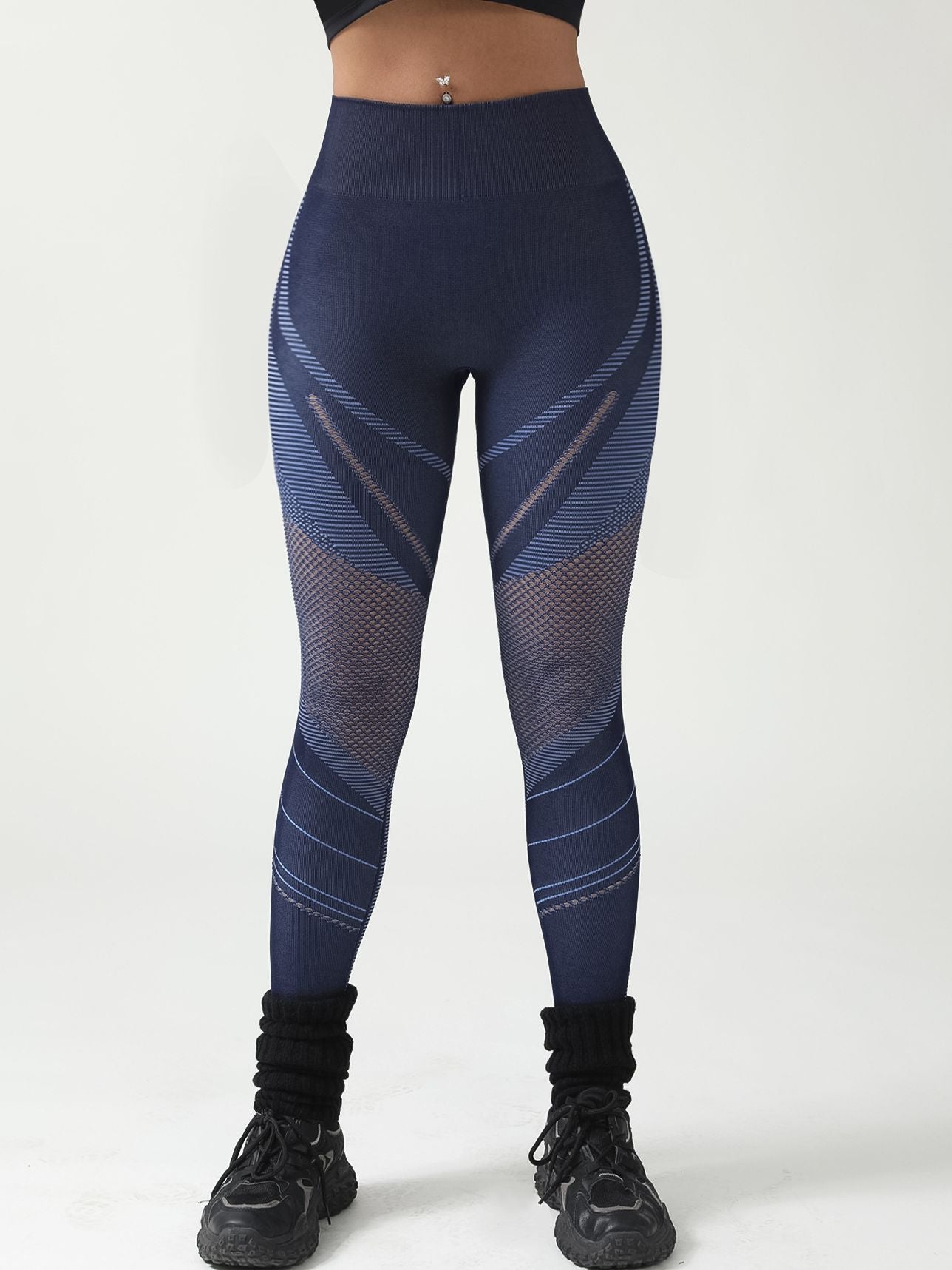 ZASUWA Female Sexy Fishnet Contrast Color Print Leggings