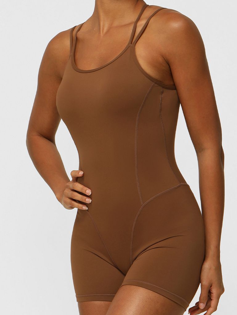 ZASUWA Female Cross Back U-shaped Backless Hip-lift Romper